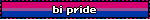 blinkie showing bisexual pride colours. On top of it is a text saying 'bi pride'