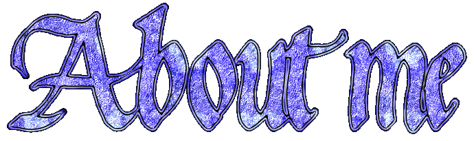 Glittery text saying 'About me'.