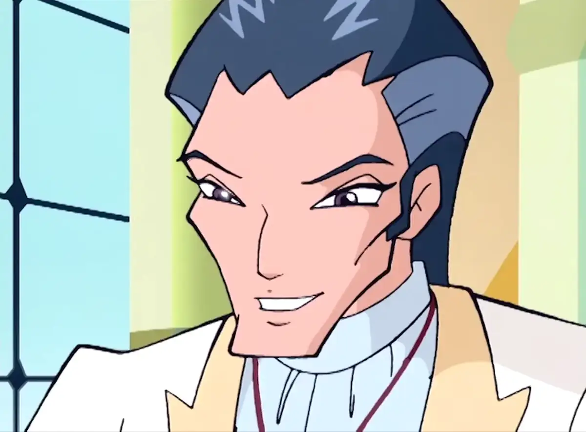 Image of professor Avalon from season 2 of Winx Club. It shows his face and shoulders. He is smiling.