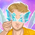 Image of qba016's avatar shown from the shoulders up. It is a drawing of a man with short blond hair wearing blue glasses which are shaped like fairy wings. The avatar has light blue fairy wings on his back and is smirking while holding the edge of the glasses with his hand. He's wearing a yellow shirt.